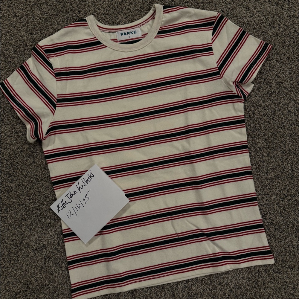 PARKE Striped Short Sleeve Tee - Red and Black